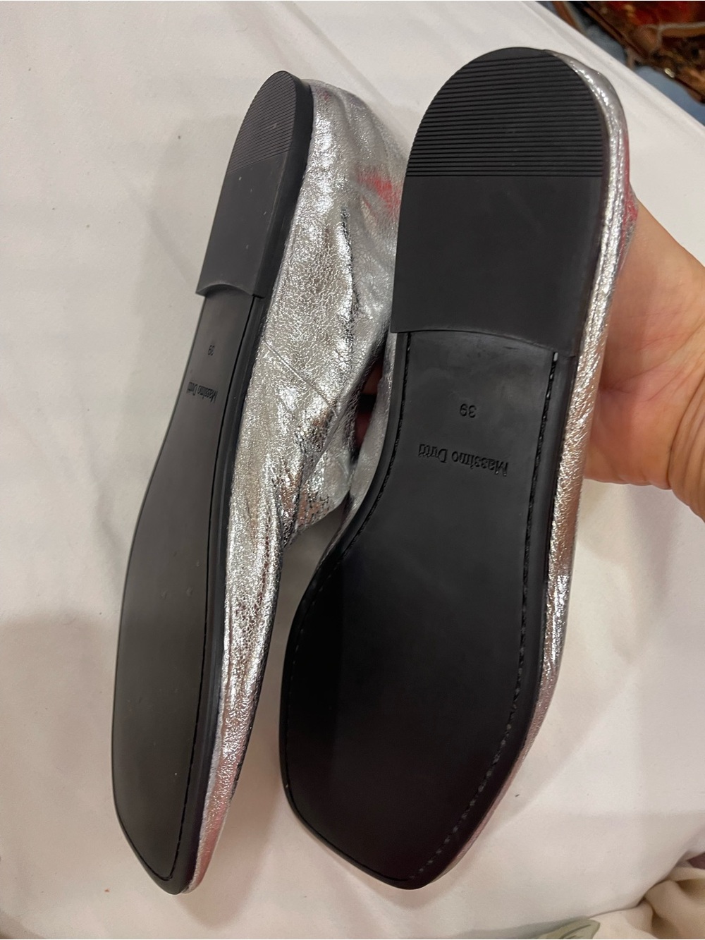Massimo Dutti Silver Metallic Flats - Picture 8 of 16